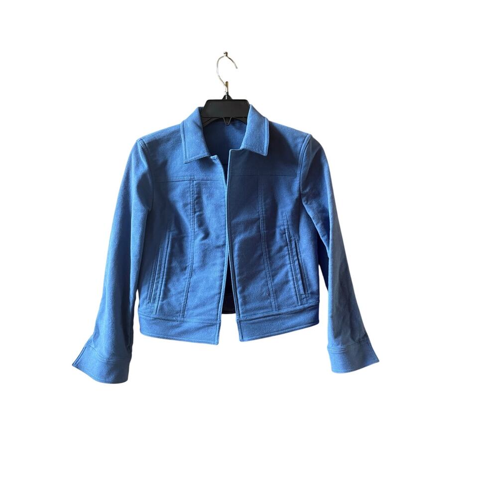 Theory Shrunken Jean Jacket Blue Moleskin Twill Size P/XS - Picture 2 of 9